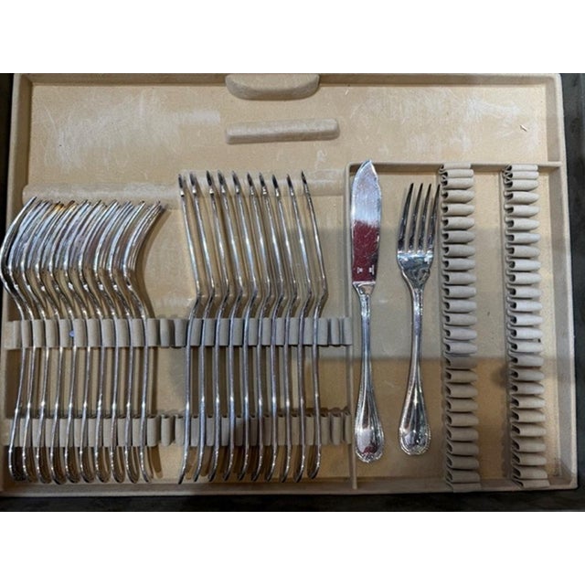 Early 21st Century Silver-Plated Malmaison Flatware Set from Christofle, 2010, Set of 85 For Sale - Image 5 of 7