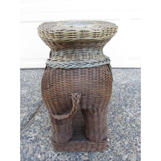 Vintage Whicker Elephant Stool For Sale - Image 9 of 17