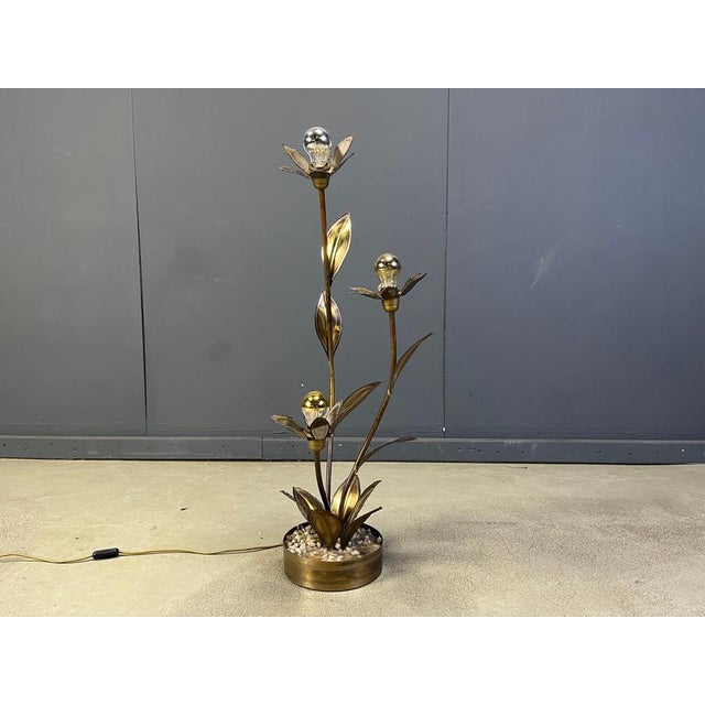 Hollywood Regency Lotus Floor Lamp by Maison Jansen, 1970s For Sale - Image 3 of 11