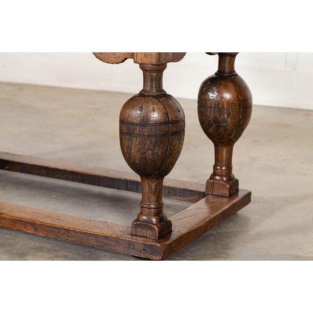 Wood 17th Century English Oak Draw-Leaf Refectory Table, 1680 For Sale - Image 7 of 18