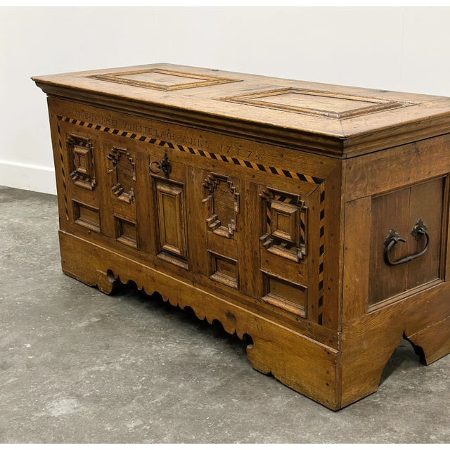 Antique German Baroque Travel Trunk, 1737 For Sale - Image 5 of 16