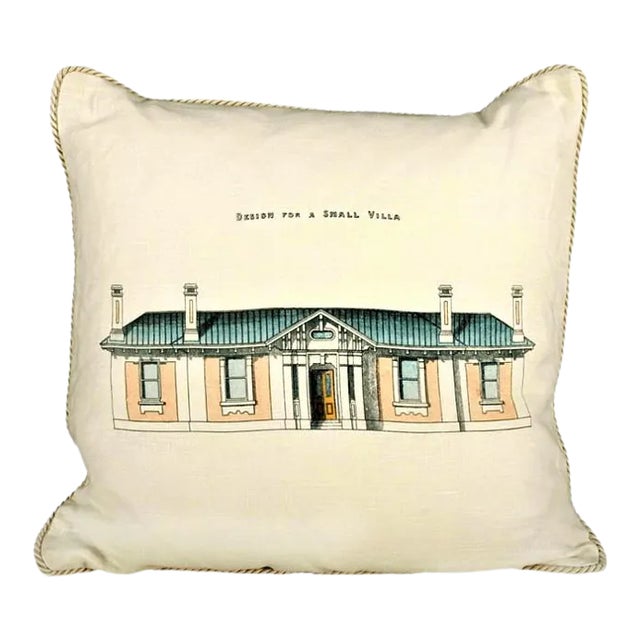 Design for a Small Villa Architecture Pillow For Sale