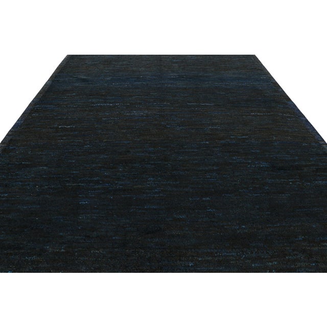 2010s Rug & Kilim’s Contemporary Textural Rug in Dark Blue Tones and Striae For Sale - Image 5 of 7