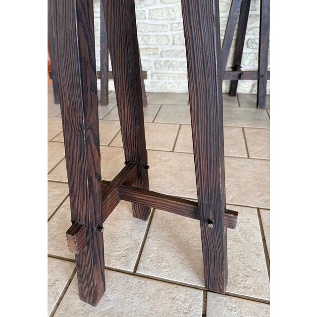 Set of 6 Vintage French Wood and Hemp Bar Stools Attributed to Adrien Audoux and Frida Minet For Sale - Image 13 of 18