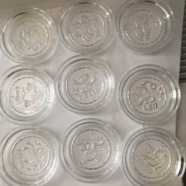 Mid-Century Modern 1970's Tiffin Ware by Continental Glassware Coasters Zodiac Astrology Set of 12 in Original Box For Sale - Image 3 of 4
