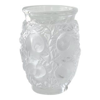 Antique Rene Lalique 1939 Design Bagatelle Vase of High Relief Sparrows in Foliage For Sale