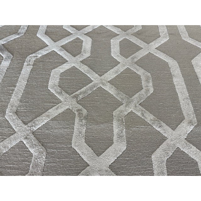 8ft 10in × 11ft 8in Restoration Hardware Raised Geometric Silk + Wool Rug For Sale - Image 9 of 12