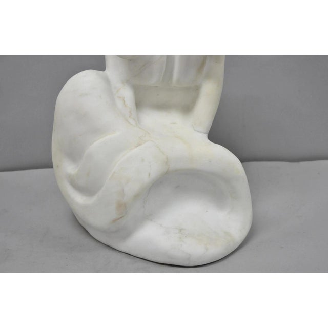 Stone Vintage Seymour Shuren Modern White Carved Marble Male Soldier Figure Sculpture For Sale - Image 7 of 16