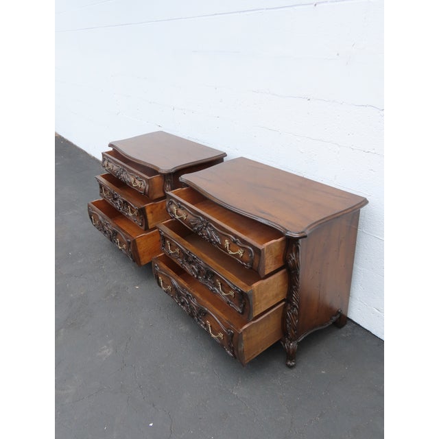 French Heavy Carved Large Nightstands Commodes Small Dressers Chests a Pair 6459 For Sale - Image 18 of 18