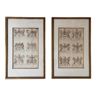 Two English 18th Century Pen and Ink Heraldic Illustrations of the Achievements of Earls For Sale