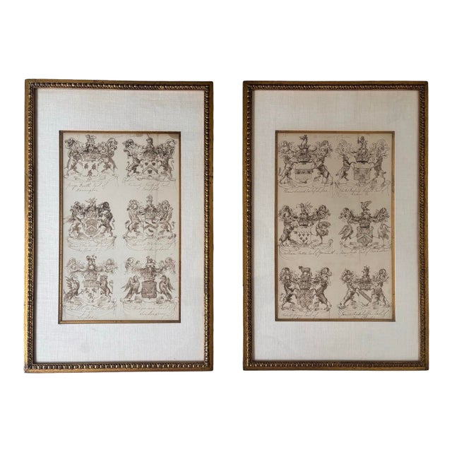 Two English 18th Century Pen and Ink Heraldic Illustrations of the Achievements of Earls For Sale