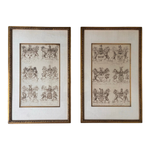 Two English 18th Century Pen and Ink Heraldic Illustrations of the Achievements of Earls