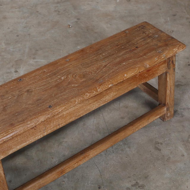Farmhouse Vintage Indian Teakwood Bench For Sale - Image 3 of 7