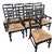 French Country Black Ladder-Back Dining Chairs With Woven Seats (Set of 8) For Sale