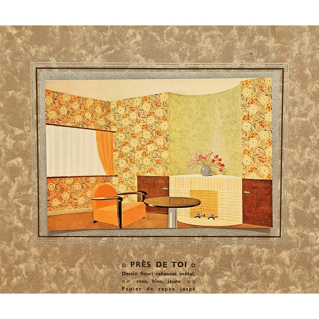 1930s 1934 Set of 5 - French Art Deco Interior Sitting Room Decor Prints For Sale - Image 5 of 6