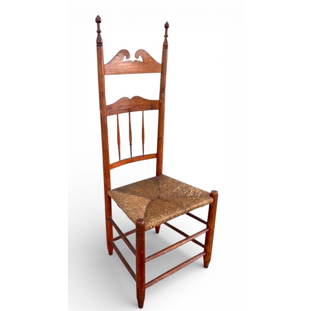 19th Century New England Rush Seat Ladder Back Chair For Sale In West Palm - Image 6 of 11