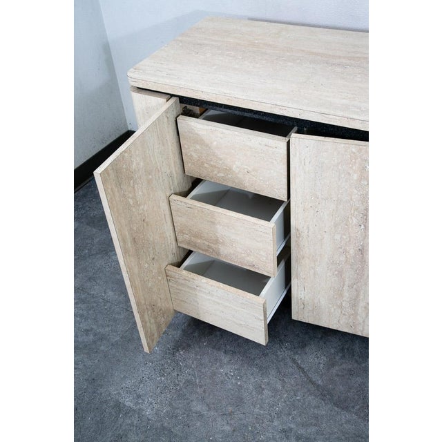 1980s Mid Century Modern Credenza Sideboard Custom Stone Faux Marble 1980s 70s Drawers For Sale - Image 5 of 12