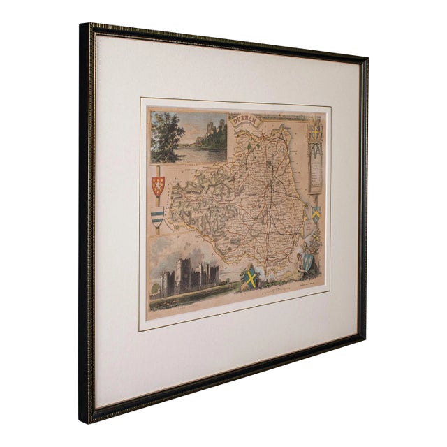 1850's Antique Lithography Map County Durham For Sale