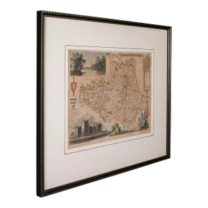 1850's Antique Lithography Map County Durham