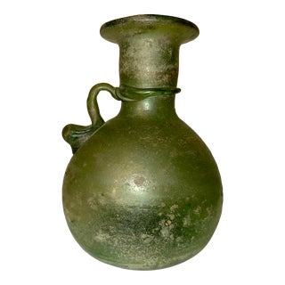 Green "Scavo" Murano Italian Art Glass Vase, Mid Century For Sale