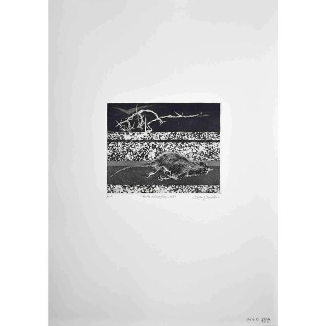 Rat on the border is an original artwork realized in 1971 by the italian contemporary artist leo guida (1992 - 2017)....