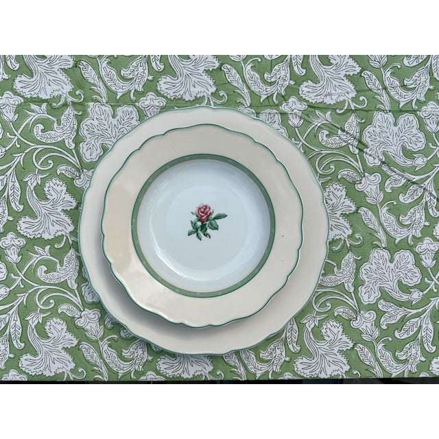 1940s Wedgwood English Cottage Cream & Mist Dinner & Side Plates - Set of Six For Sale - Image 9 of 13