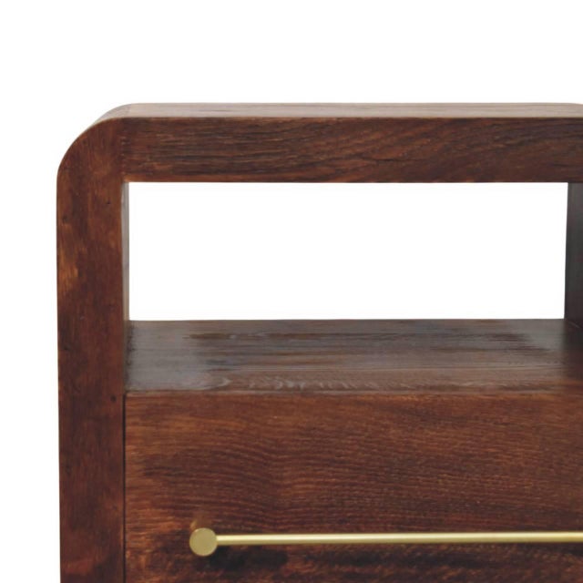 Modern Tiger Oak and Mango Wood 1-Drawer Open-Shelf Nightstand For Sale - Image 3 of 8