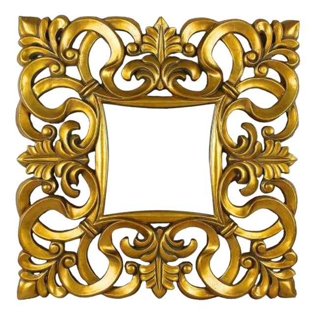 Florentine Gilt Lacquered Wall Mirror, Italy, 1970s For Sale