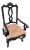 Drexel Heritage Distressed Black Queen Anne Armchair With Camel Suede Seat For Sale