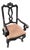 Vintage Drexel Heritage Distressed Black Queen Anne Armchair With Camel Suede Seat For Sale