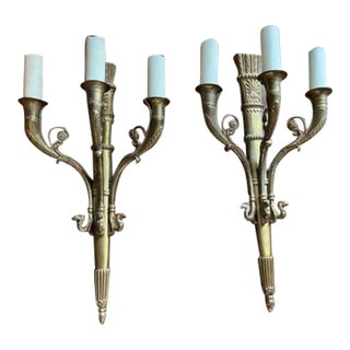 Solid Cast Bronze Sconces - a Pair For Sale