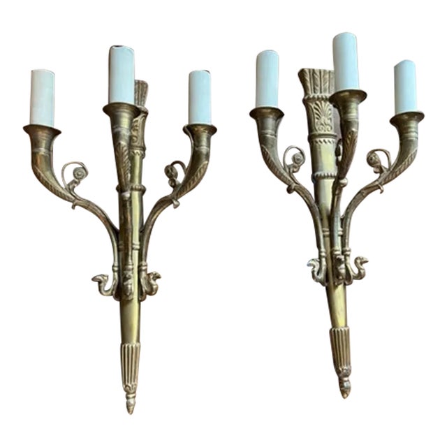 Solid Cast Bronze Sconces - a Pair For Sale