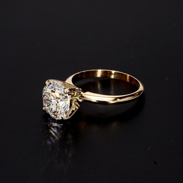 Gold Igi Certified 3ct Lab-Grown Diamond 14k Yellow Gold Solitaire Engagement Ring For Sale - Image 8 of 8