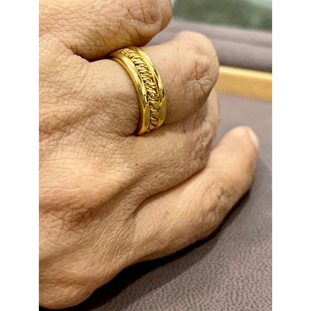 Gold 18 Karat Yellow Gold Classic Wide Wedding Band Ring For Sale - Image 8 of 18