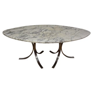 Italian Marble & Steel Dining Table For Sale