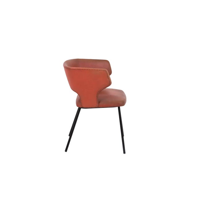 Orange Skai and Black Lacquered Metal Armchair, 1950s For Sale - Image 6 of 11