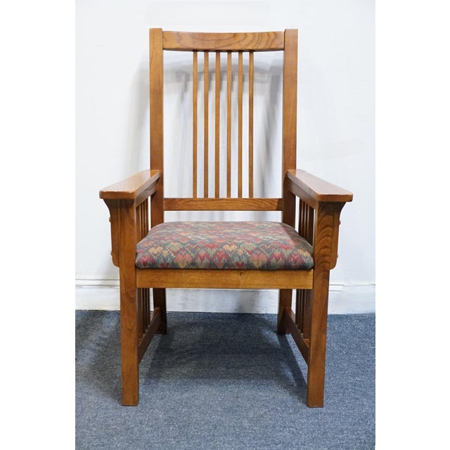 Nichols & Stone Nichols & Stone Quarter Sawn Oak Mission Style Arts & Crafts Dining Arm Chair 4033-0460 / 796-4014 For Sale - Image 4 of 10
