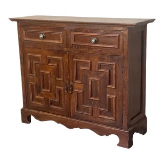 Spanish Catalan Carved Walnut Chest of Drawers, Highboy or Console, 1920s For Sale