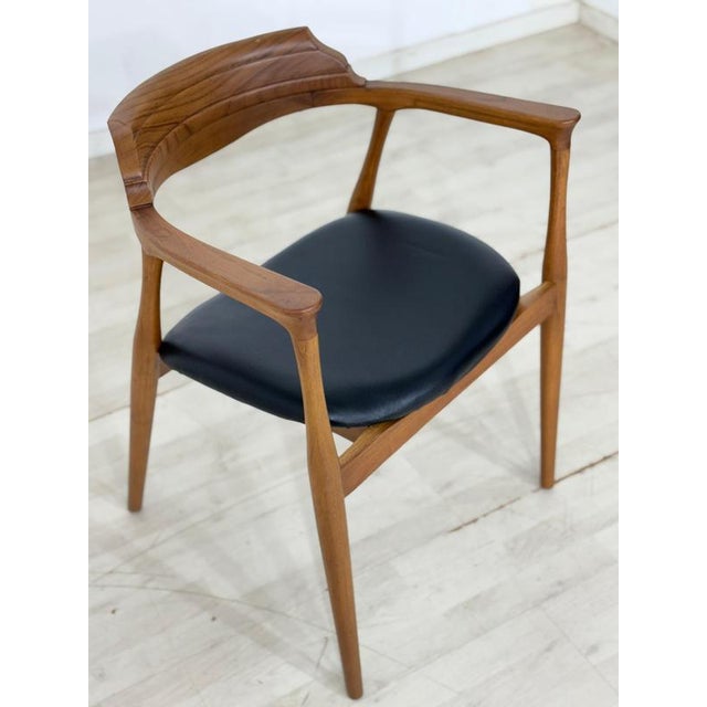 Danish Armchair in Leatherette and Wood For Sale - Image 3 of 10
