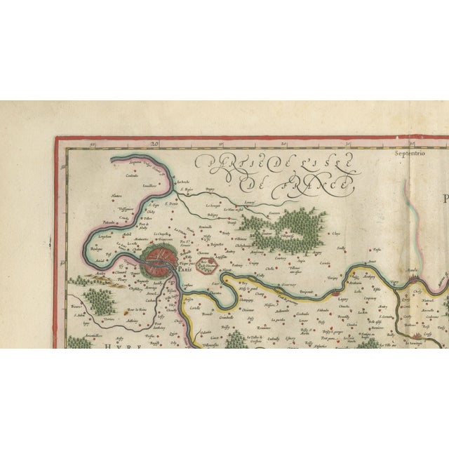Black Antique Map of Brie and Champagne Paris Region by Blaeu, France, 1642 For Sale - Image 8 of 11