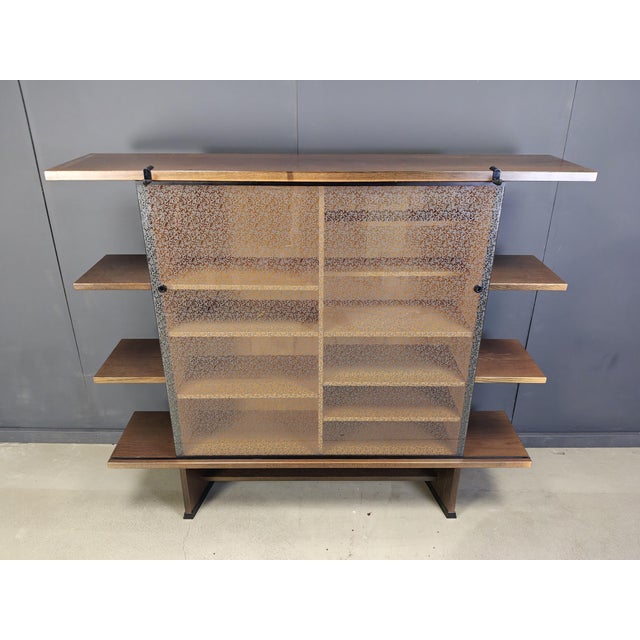Wood Angle Cabinet attributed to Francesco Binfare for Cassina, 1980s For Sale - Image 7 of 9