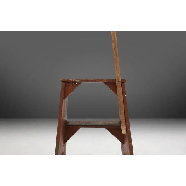 French Industrial Wooden Stepladder, 1900s For Sale - Image 4 of 13