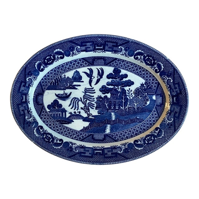 Early 20th Century Blue Willow Serving Platter For Sale