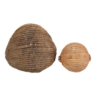 Pair of Antique Virginia Rib-Type White Oak Woven Baskets For Sale
