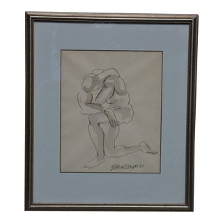Strong Man Pen and Ink Drawing by Walter Stawuszewski For Sale