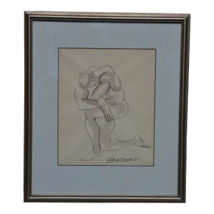 Strong Man Pen and Ink Drawing by Walter Stawuszewski