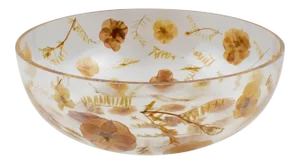 Resin Bowl Centerpiece With Leaves and Flowers Inclusions, Italy 1970