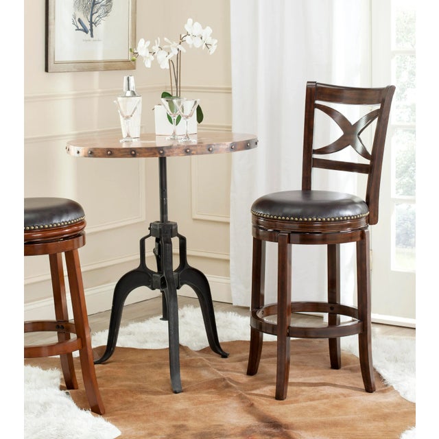 2020s Studded Swivel Barstool in Espresso & Brown For Sale - Image 5 of 6