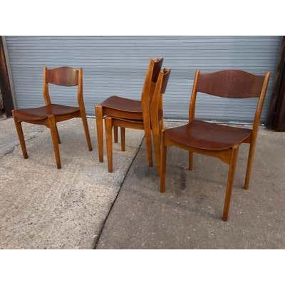 Danish Teak and Birch Stacking Chairs, Hand-Crafted, 1962 For Sale - Image 11 of 14