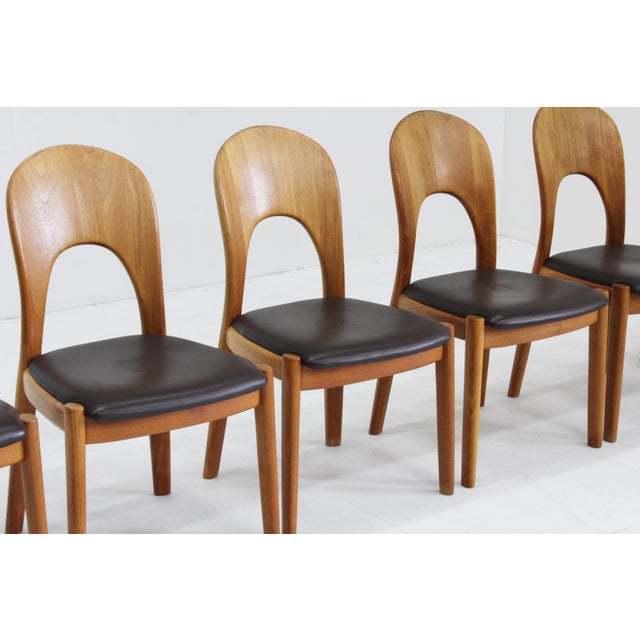 Brown Vintage Danish Teak Dining Chairs by Niels Koefoed for Koefoeds Hornslet, 1960s, Set of 6 For Sale - Image 8 of 9